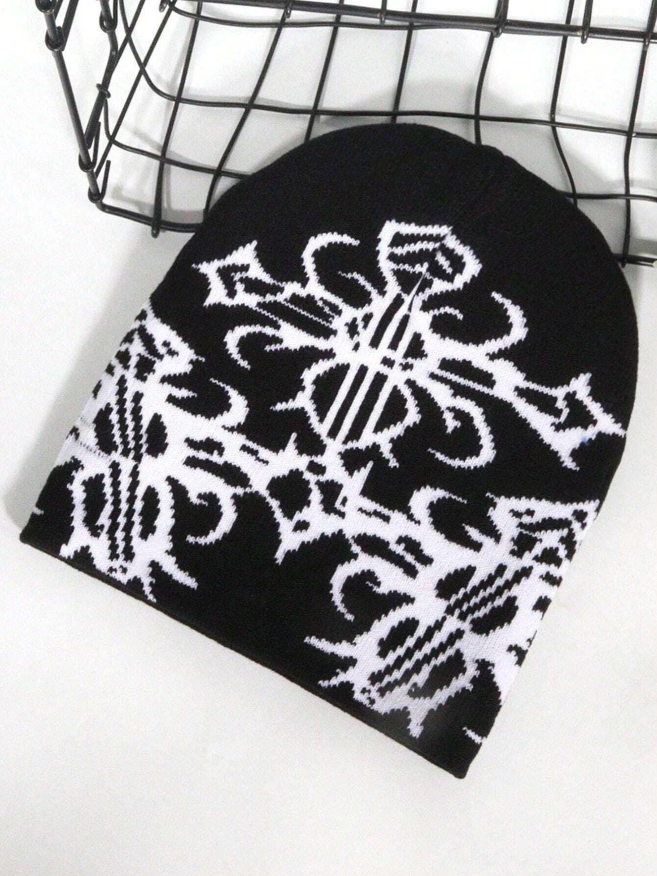 Y2k Harajuku Multi Element Pattern Men's and Women's Winter Warm Rock Hip Hop Fashion Knitted Hat