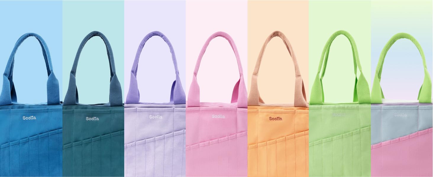 Bag: Pottery Tool Bag, Art Supply Storage Organizer, Craft Tote, Knitting Yarn, Crochet Projects, 30 Pockets, 25+ Canvas Colors, Artist Gift (Blue Skies)