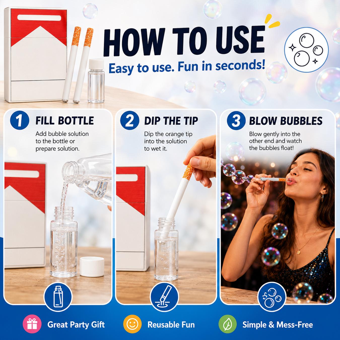 Funny Bubbles Blower with Empty Bottle, Bubbles Blower Relax Funny Mini Stress Relief Reliever & Recyclable, Novelty Style Relaxation Perfect for Parties, Gags, and Lighthearted Entertainment as Birthday or Party Gift Ideas