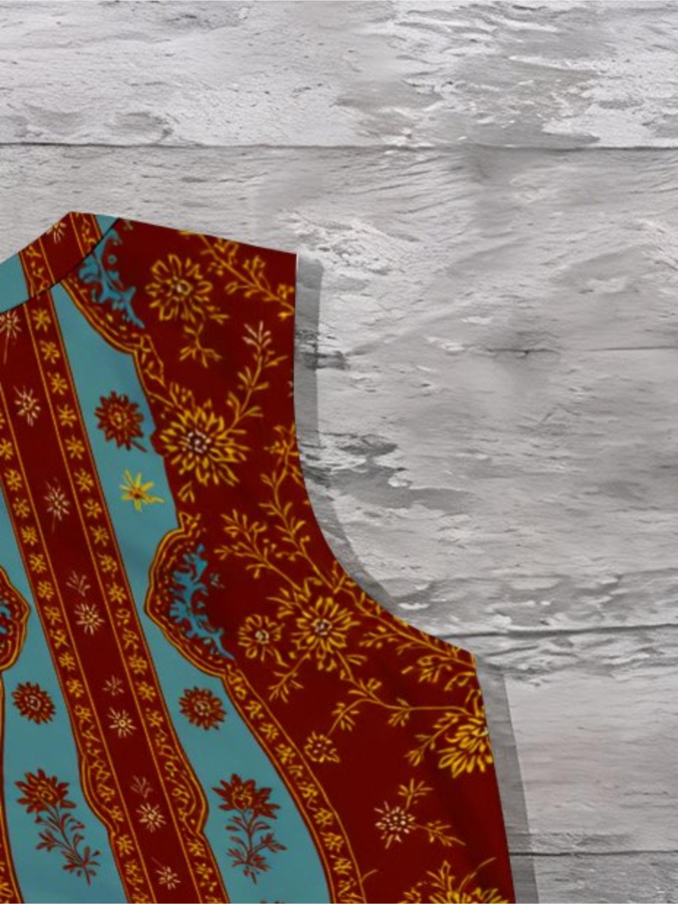 Men's Ethnic Print Sleeveless Summer Casual Set