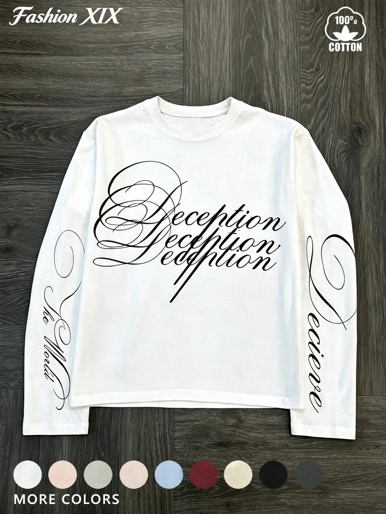 Unisex Four Seasons 100% Cotton Crew Neck Long Sleeve T-Shirt Gothic Cursive Letter Print Slim Fit Crop Top Casual Streetwear Rare Aesthetic Y2K Grunge Long Sleeve Tee