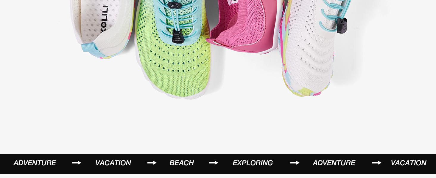 KOLILI Women's Lightweight Quick Drying Water Shoes for Swimming, Beach Sports, Kayaking, Diving & Outdoor Activities Barefoot Watershoes