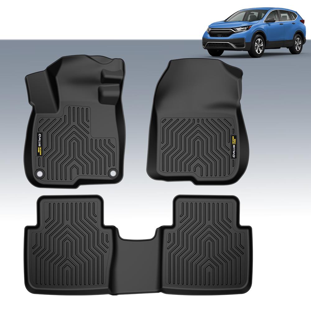 CROSSDESIGN All Weather TPE Floor Mats Waterproof Liners Fit For 2017 - 2022 Honda CR-V&CR-V Hybrid Front&2nd Row Liner Black, 3 Pc CROSSDESIGN All Weather TPE Floor Mats Waterproof Liners Fit For 2017 - 2022 Honda CR-V&CR-V Hybrid Front&2nd Row Liner Black, 3 Pc