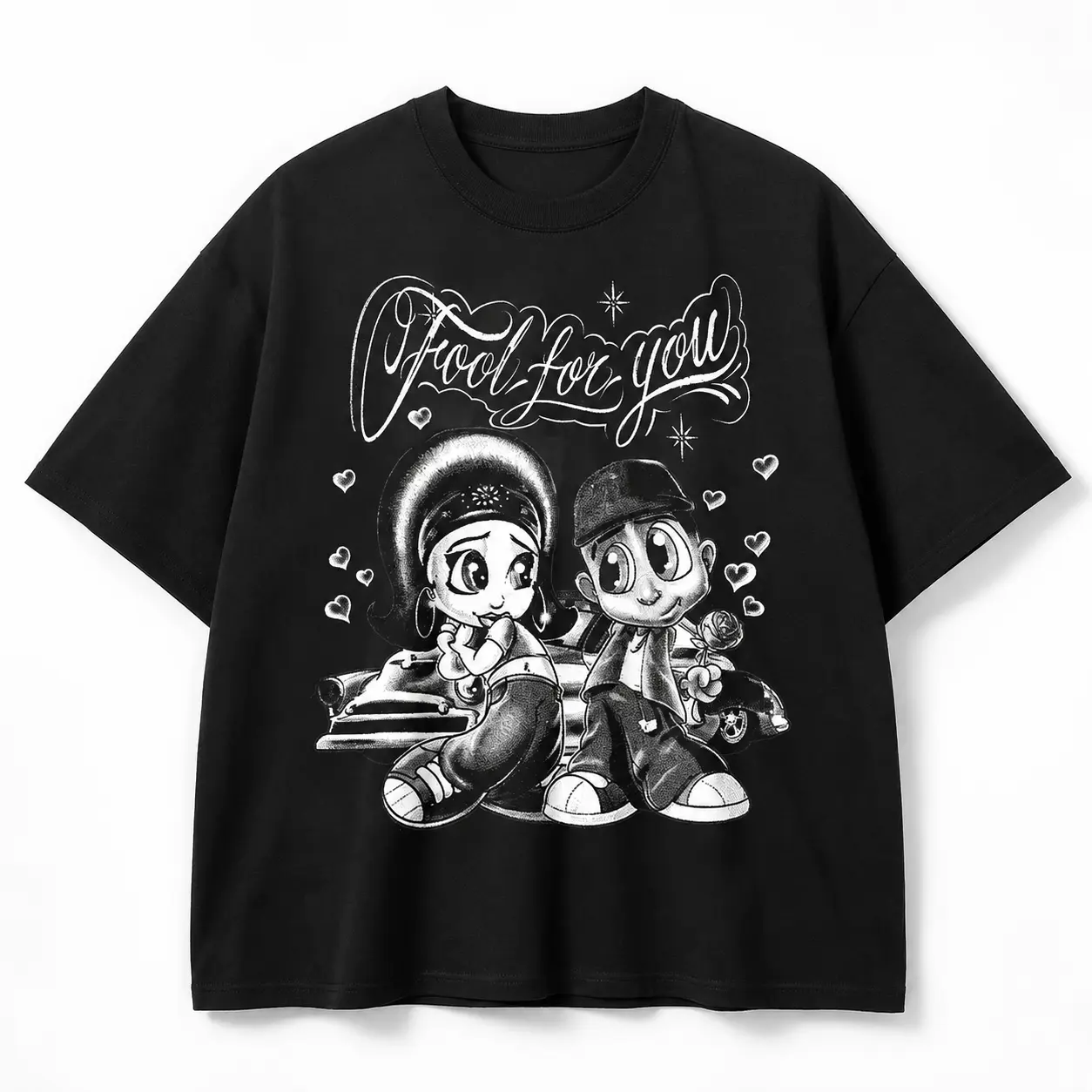 Fool 4U Chicano Fashion Round Neck Cotton T-Shirt, Chicana Art Cholo Chola Menswear, Casual Streetwear Top for Daily Wear Work Shopping (Full Sizes Available), Tshirt, Slogan Sports Tops, Multi-Size, Any Body Shape, Hand Wash Safe, Custommade Shirt, Trend