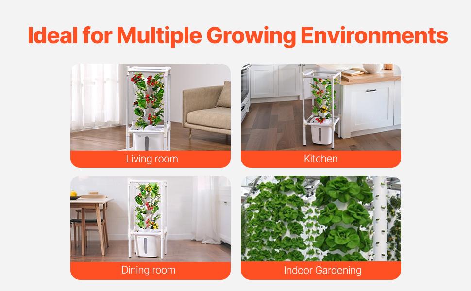VEVOR Hydroponic Growing System with Grow Light, 30 Pods Vertical 6 Tiers Hydroponic Tower, Home Hydronic Garden with Water Pump, Plants Germination Kit for Indoor Herbs, Fruits and Vegetables