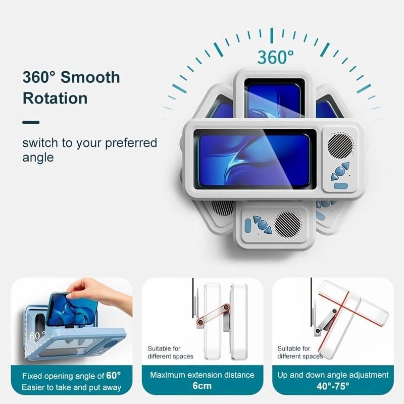 Waterproof box-type speaker, Rechargeable waterproof speaker, Multifunctional speaker, 360° touch screen, watch movies, listen to music, phone holder, audio shower stand, bathroom, kitchen, swimming pool, holiday gift