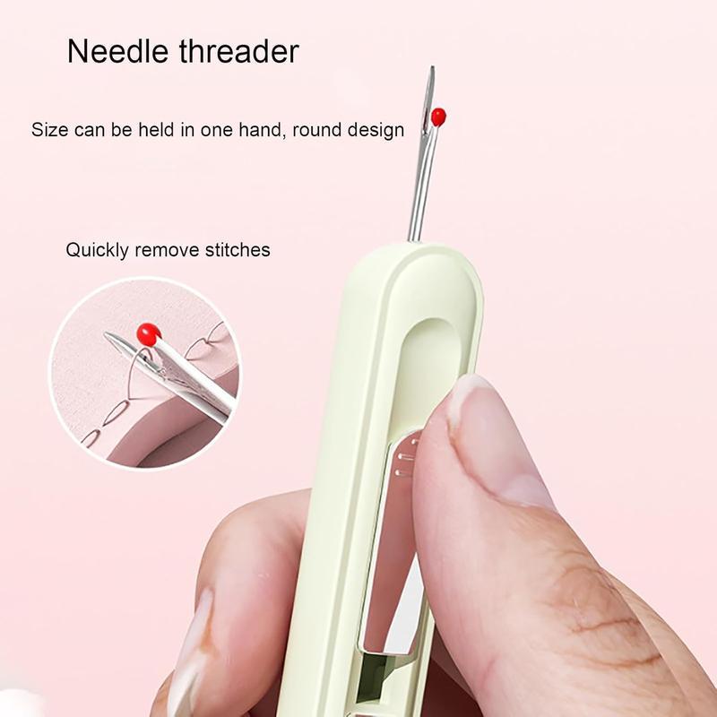2PCS Multi-Function Needle Threader & Thread Remover Sewing Tools - Compact Set with Thread Checker, Hand Sewing Supply for Elderly Household Use