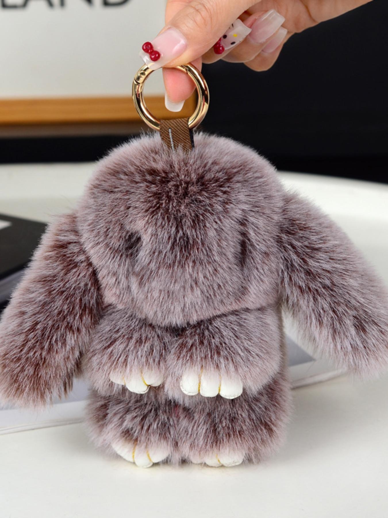 Handmade Cute Bunny Plush Keychain, Adorable Knitted Design, Perfect for Car, Bag, Phone, Fuzzy Keychain, Ideal Gift for Holidays & Birthdays