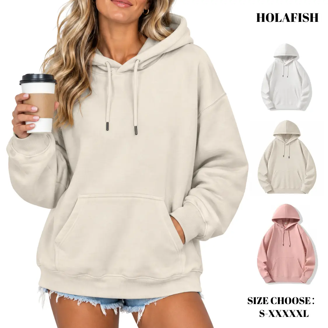 [New Arrivals] Holafish 2026 Oversized Hoodies Trendy Womens Solid Basic Sweatshirts Hooded Pullover Fashion Fall Clothes Outfits Winter Sweater Unisex