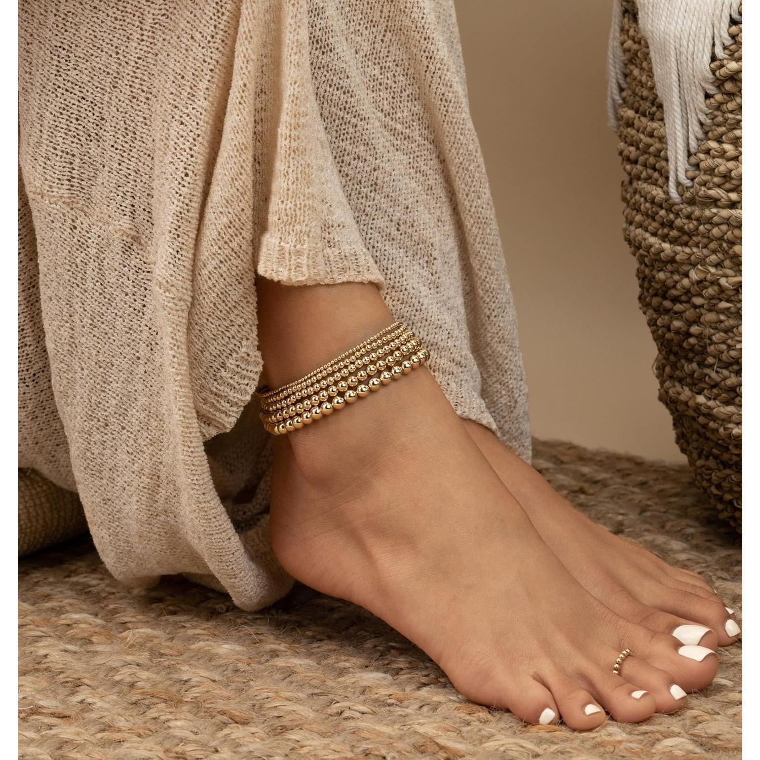 TEWIKY 5Pcs Ankle Bracelets For Women Pack Stackable Link Anklets Set Layered Cute Summer Beach Gift Teen Girls For dealsforyoudays TEWIKY 5Pcs Ankle Bracelets For Women Pack Stackable Link Anklets Set Layered Cute Summer Beach Gift Teen Girls For dealsforyoudays