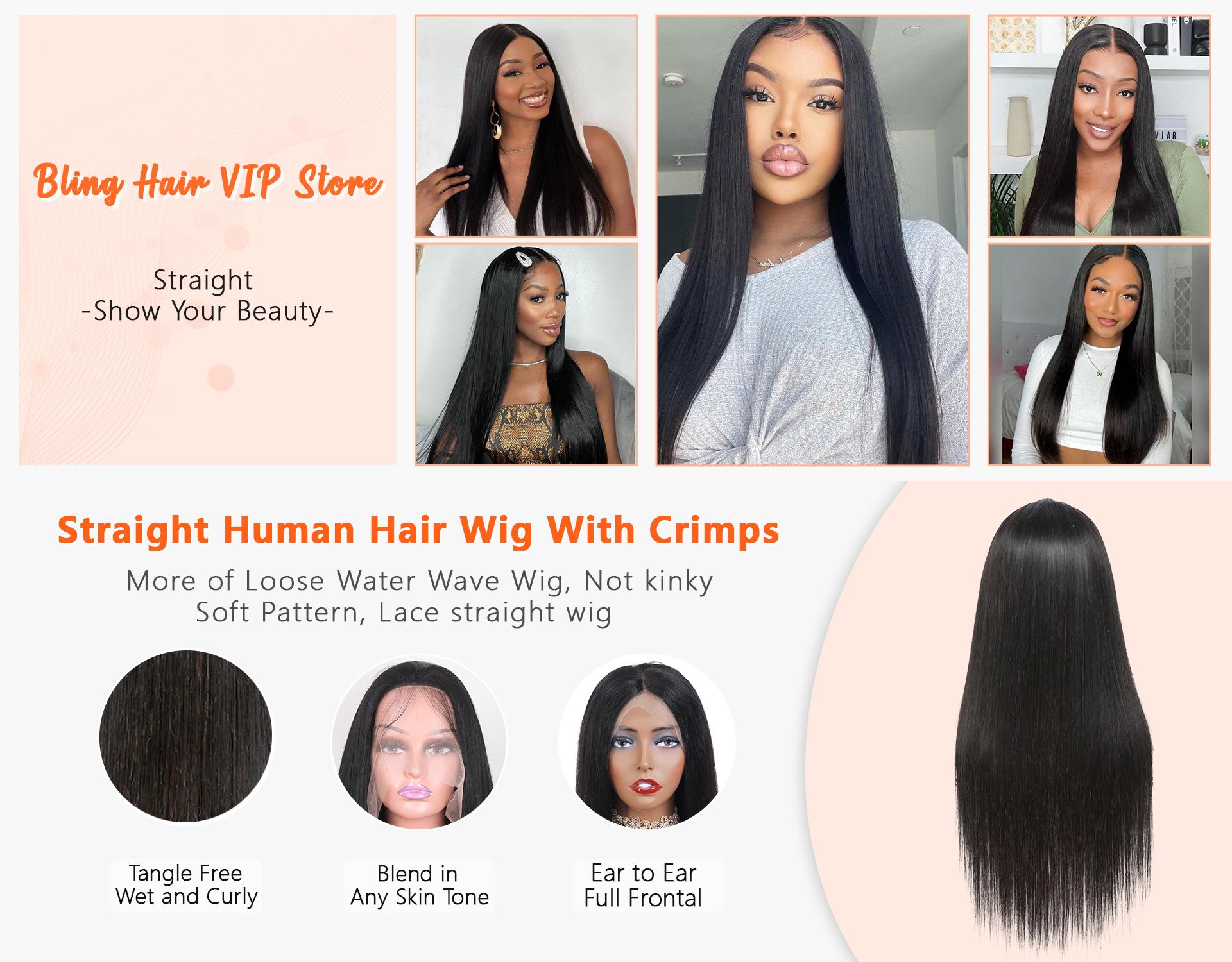 Bling Hair Clearance 13x4 13x6 Transparent Lace Front Wig Human Hair 13X6 HD Lace Frontal Wigs Human Hair Pre Plucked with Baby Hair 180% Density Wigs Human Hair
