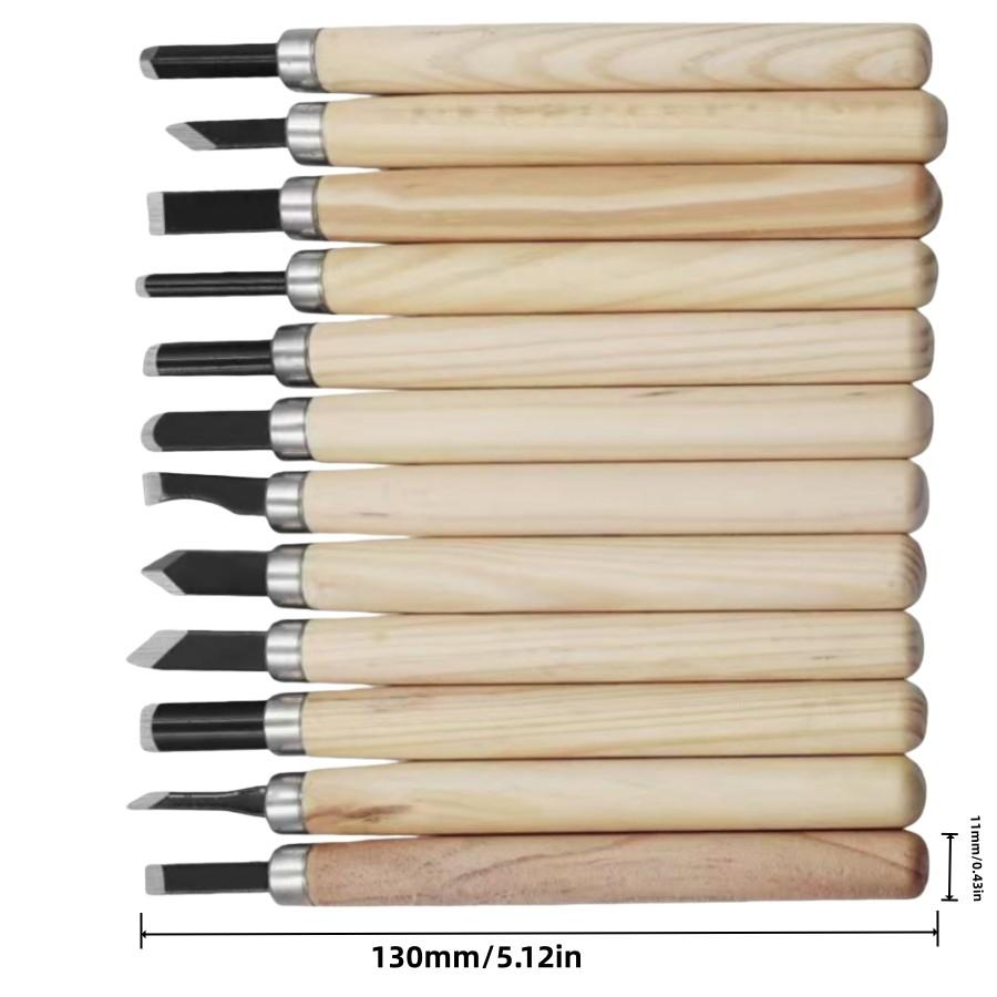 Wood Carving Tool Set 12 Pieces, Durable Steel Sculpting Knife, Essential for DIY Woodworking and Handicrafts, Perfect for Creative Projects