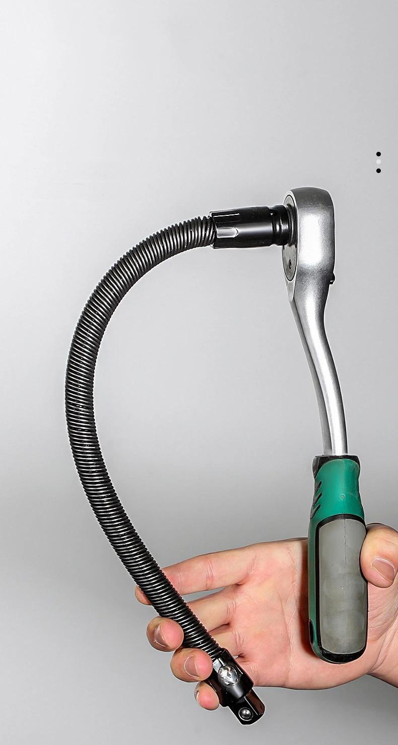 1/2 Inch Flexible Extension Rod Impact Resistant Swivel Socket Extension Bar Automotive Repair Wrench Accessory.
