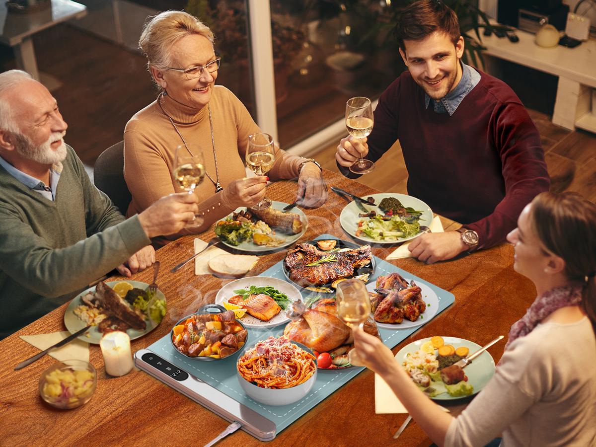 FEPPO Updated Electric Food Warming Mat with 6 Temperature Levels & 6-Hour Timer, Faster Full #SummervibesSurface Heating Mat, Roll Up Food Warmer for Holiday Parties & Buffets