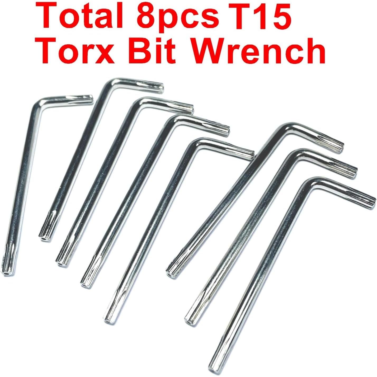 8 count T15 Torx Bit T15 Anti Tamper Proof Torx  Key Bit Wrench,T 15 torx key set,allen key drill bit set L-Shape,S2 Steel tamper proof torx bit set