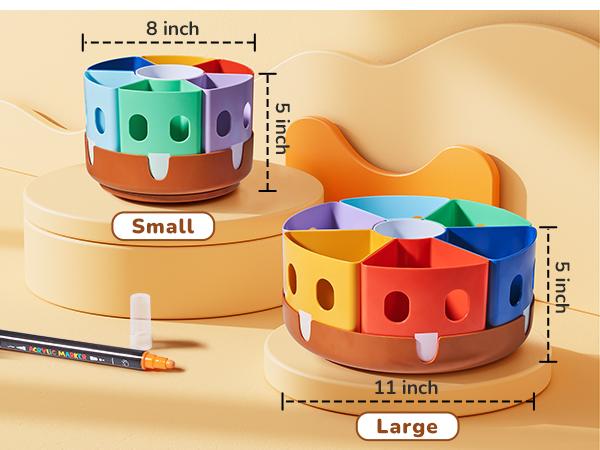 GAMENOTE Rotating Art Supplies Organizer, Lazy Susan Office School Supply, Desk Organization, Marker & Pencil Holder, Stationery, Colorful Containers