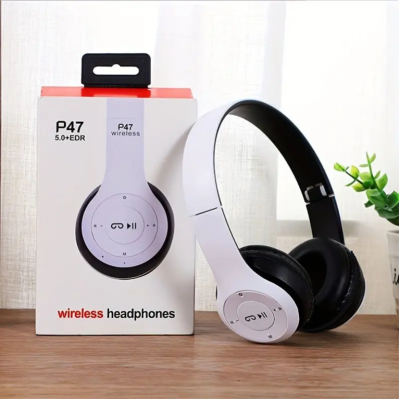 Stereo P47 Headset 5.0 Bluetooth Headset Head Mounted Folding Series Wireless Sports Game Headset for iPhone XiaoMi Cordless Headphones
