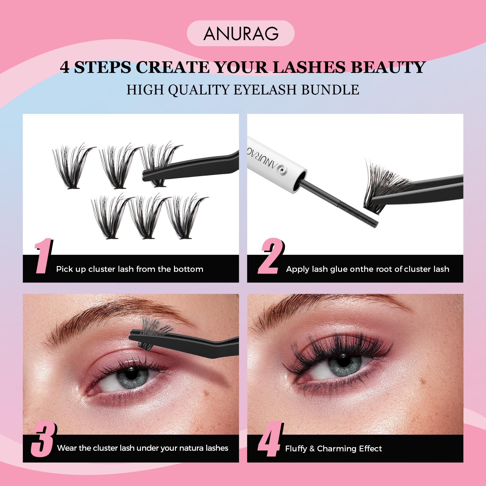 DIY Eyelash Extension Kit, B&Q P Volume Cluster Eyelash, Eyelash Curler 240pcs, Applicator Tool, Bond and Seal Super Hold, Glue Remover, Eyelash Curler Toolkit Thick Eyelash Extensions Kit, Christmas gifts, New Year gifts, Black Friday