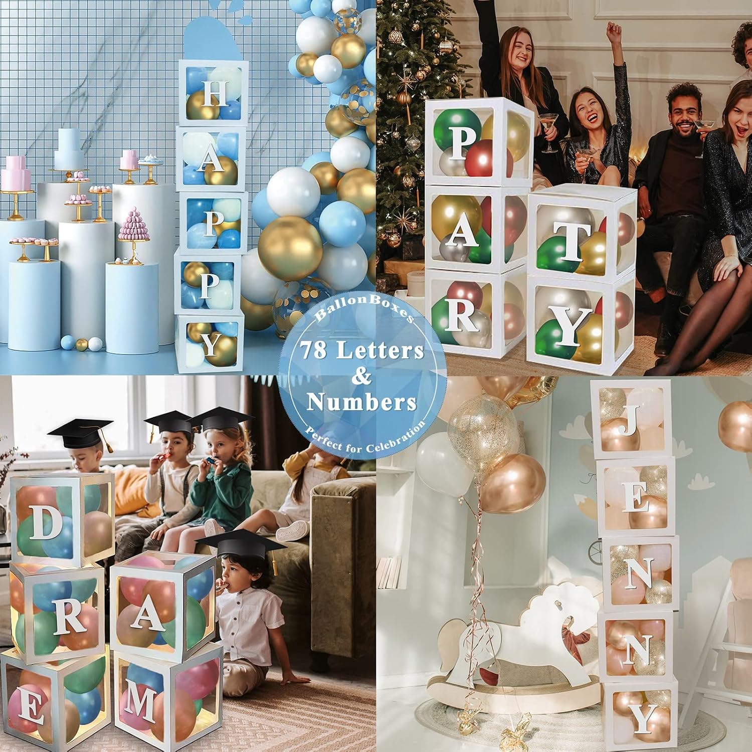 Transparent Balloon Boxes with 78 Letters & Numbers for Custom Names, Customized Gifts, Multi-Occasion Party Decor (Birthday, Graduation, Engagement) & Party Decor Ideas