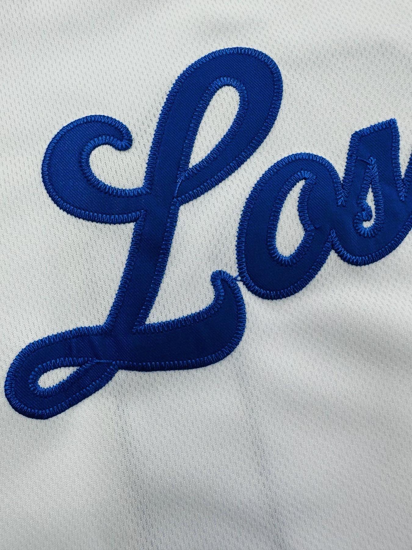 Men's #50 "Los Angeles" Embroidery Baseball Jersey, Loose V-Neck Short Sleeve Button-Up Sportwear Suitable For Street Hip-Hop, Baseball, Golf Training, Sports Top, Streetwear, Sportswear Top