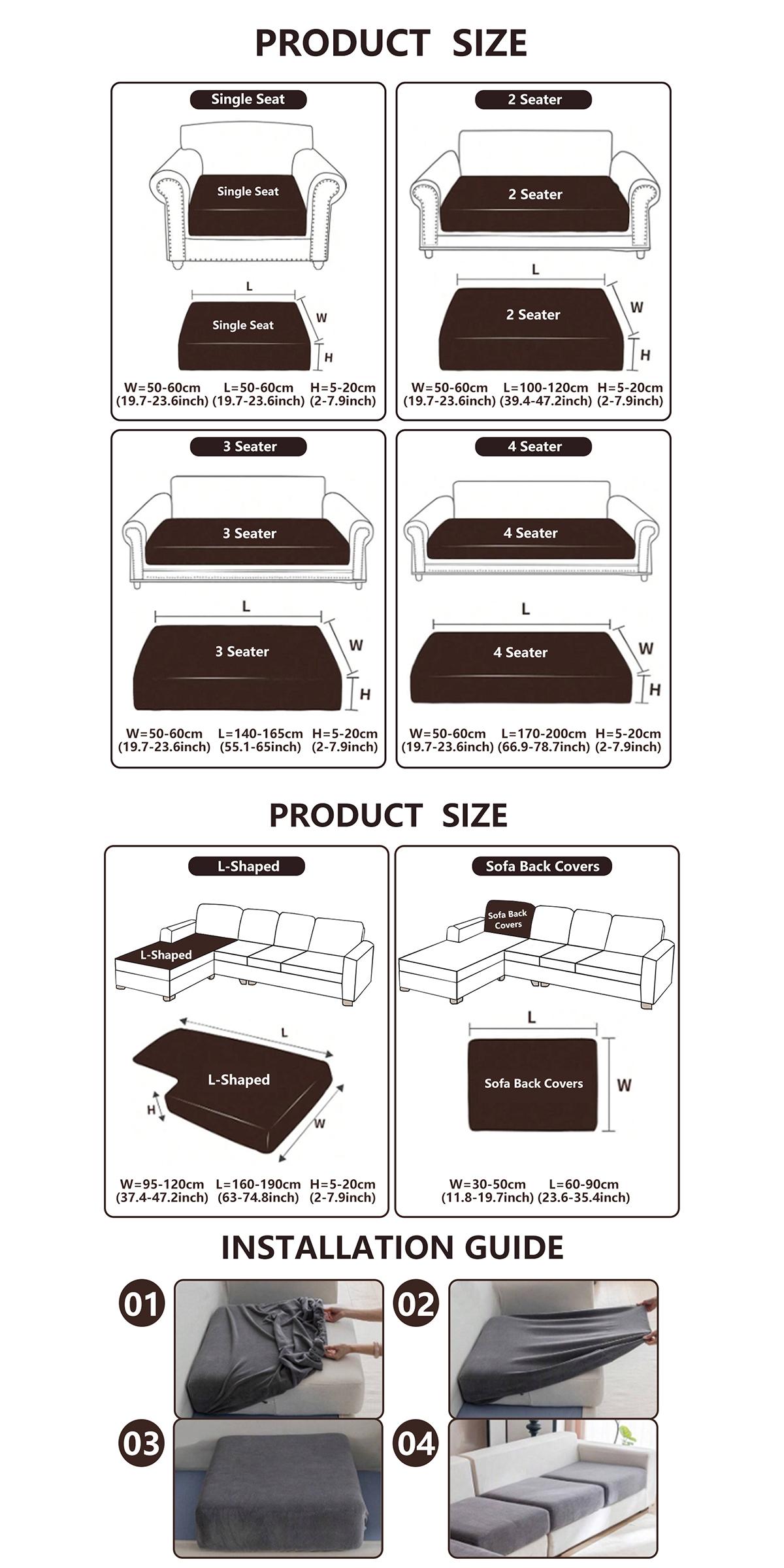 Modern Stretch Sofa Cushion Cover, Pet-Friendly All-Season Furniture Protector, Fits Single to Four-Person Sofas