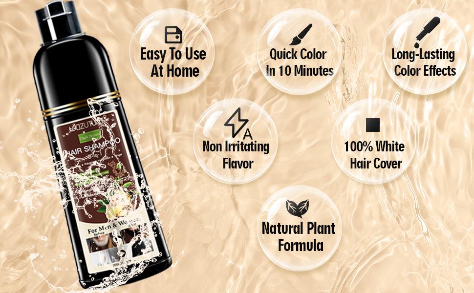 200ml 3-in-1 Hair Dye Shampoo Herbal Formula with Ginseng Covers Gray Hair Natural Plant Haircare for Salon-Quality Conditioner Radiant Cleansing