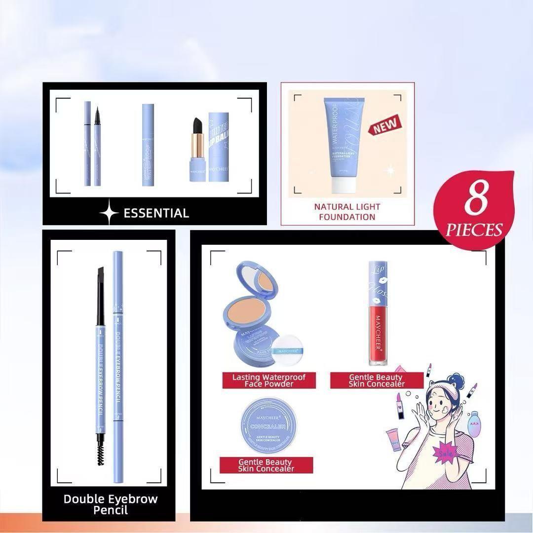All-in-one full-face makeup gift set, Cosmetic, 8-piece makeup collection, creates a natural, three-dimensional look, long-lasting wear, easy to handle for multiple occasions, suitable for beginners, a daily essential versatile mak