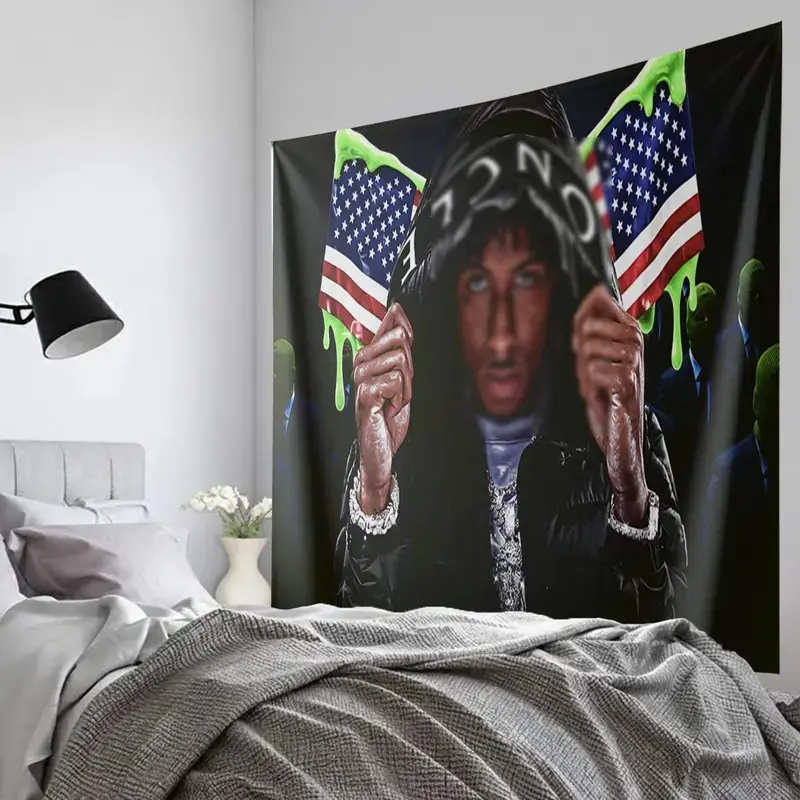 Durable Polyester Lightweight Graphic Print Modern Art Tapestry - Portable Home Decor Backdrop, Room Wall Hanging, Curtain, Beach Use, with Hanging Clips, Ideal Valentine's Day Gift for Young Adults