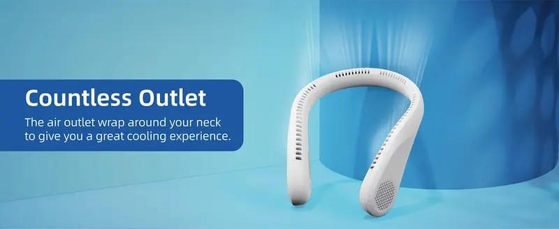 Portable Neck Fan-5200mAh Rechargeable USB-Powered Cooling Fan With 3 Speed Hands Free Bladeless For Tent, Outdoor - Battery Powered Fan(4-16Hrs) - Compact & Lightweight For Picnic, BBQ, Fishing, Travel, Jobsite