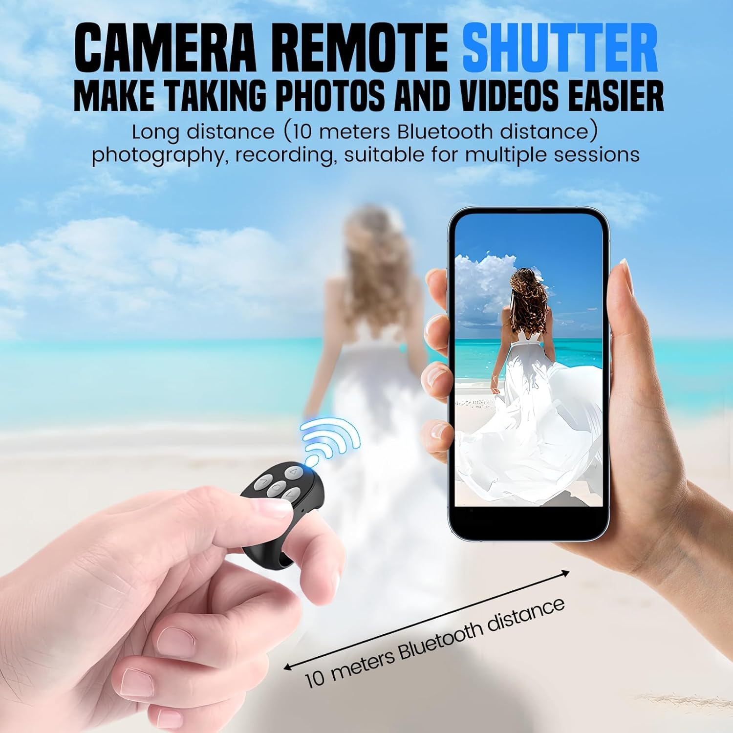 Bluetooth-compatible Remote Control for Phone with Charging Case, Selfie Ring Controller, Photo Capture, Page Turn Function, Mobile Accessories
