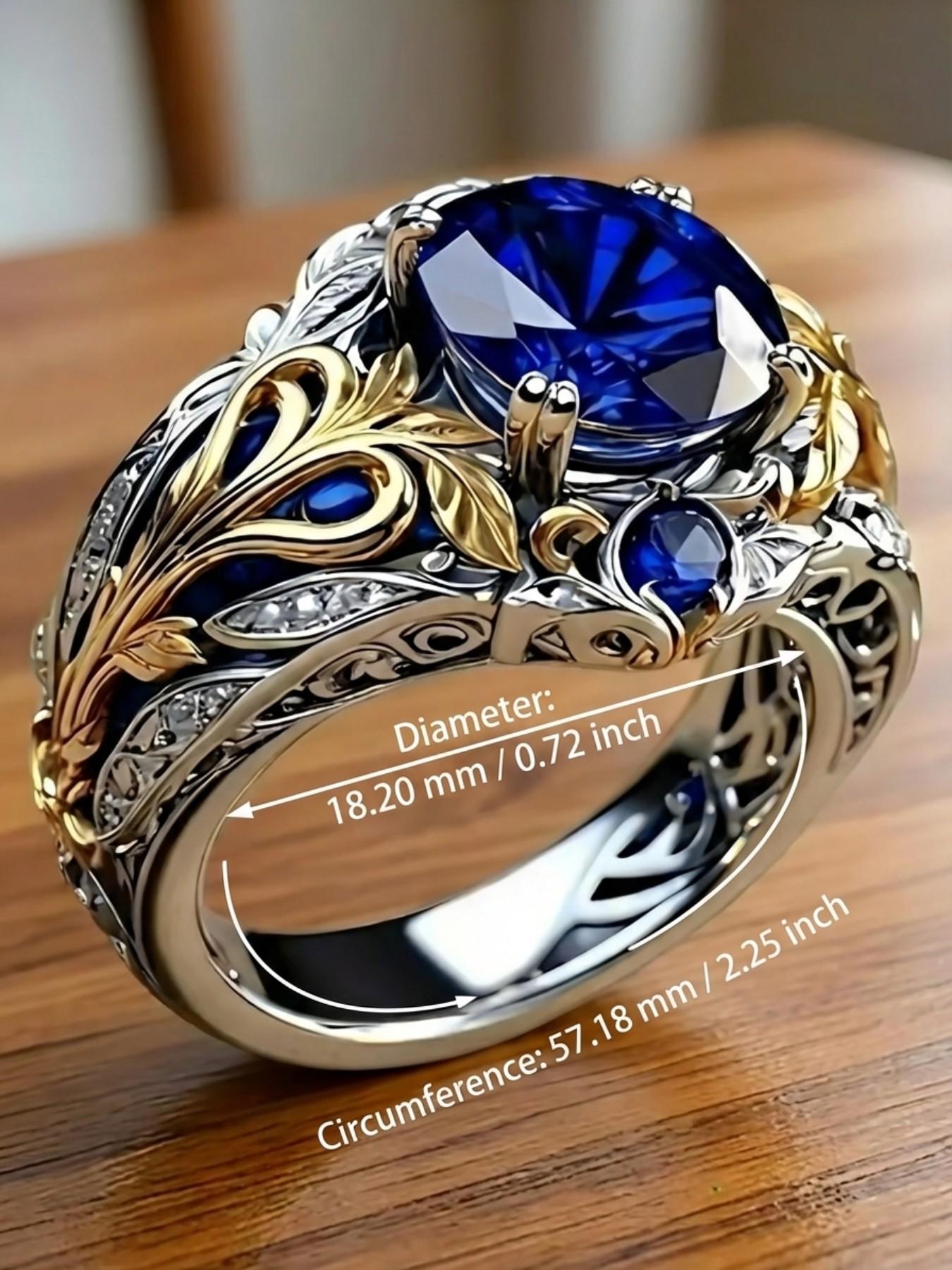 Vintage Style Synthetic Sapphire Two Ring Set for Men and Women, Dominating Boho Design, Ideal for Everyday & Party Wear