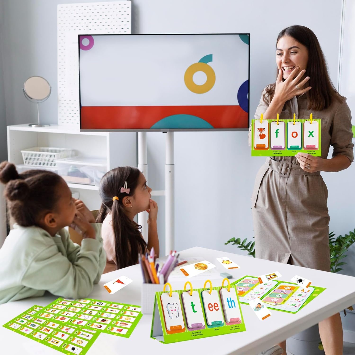 Cvc & Cvcc Words Games Phonics Flash Cards for Preschool Kindergarten, Alphabet Learning Pocket Chart, Educational Tool for Students Teachers, Flashcards Learning Alphabet