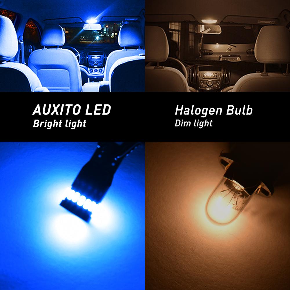 AUXITO 194 LED Bulbs for License Plate Light 168 175 2825 W5W T10 24-SMD 3014 Chipsets 6000K White for Car Dome Door Map Dash Courtesy Cargo License Plate Lights, Pack of 2