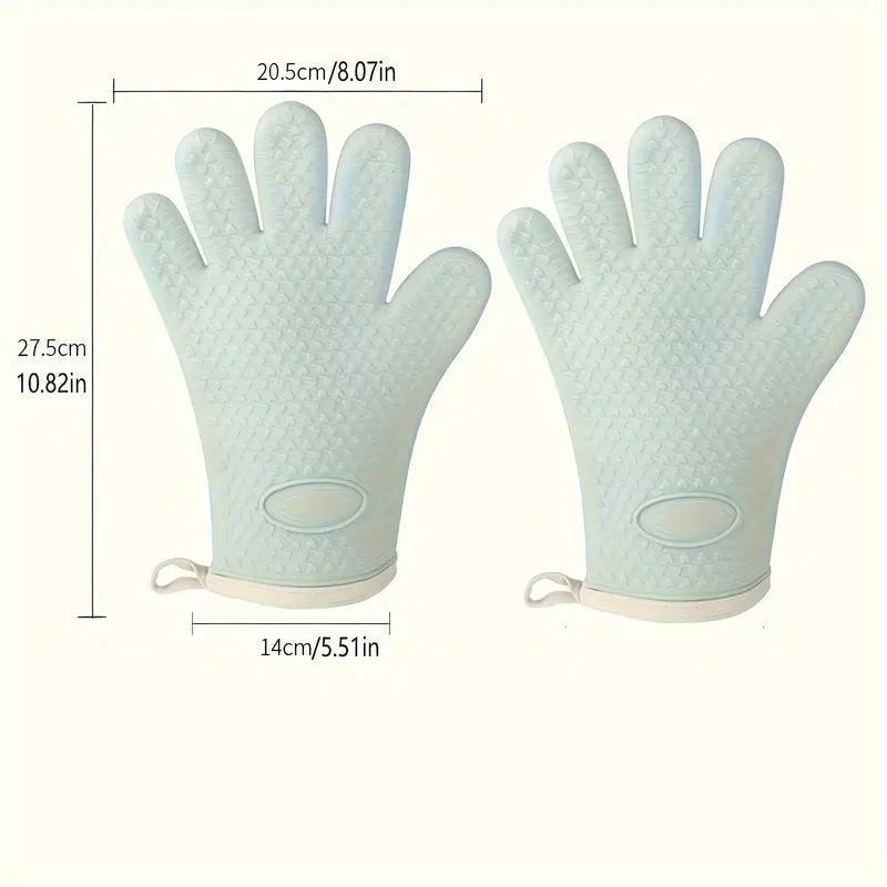 2 Pcs Silicone Oven Mitts, Heat Resistant, Food Grade, Extra Thick Non-Slip, Soft Lining, Good Grip, Baking, Cooking, Grilling, Essential Kitchen Gear