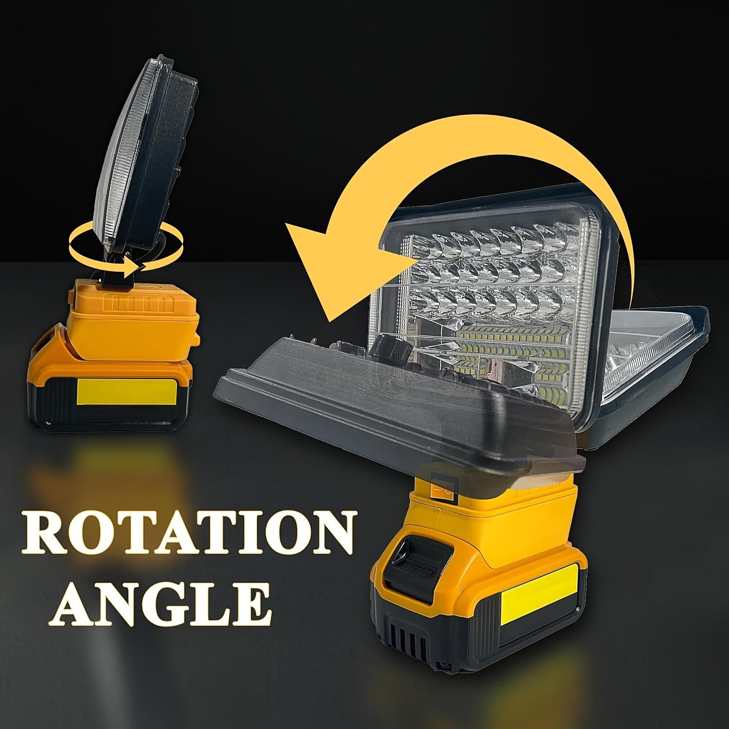 Wireless LED Spotlight, 3-8 Inch LED Light, Compatible with 20max Dewalt Battery, Dual USB Charging Port, Camping, Car Repair, Emergency Lighting