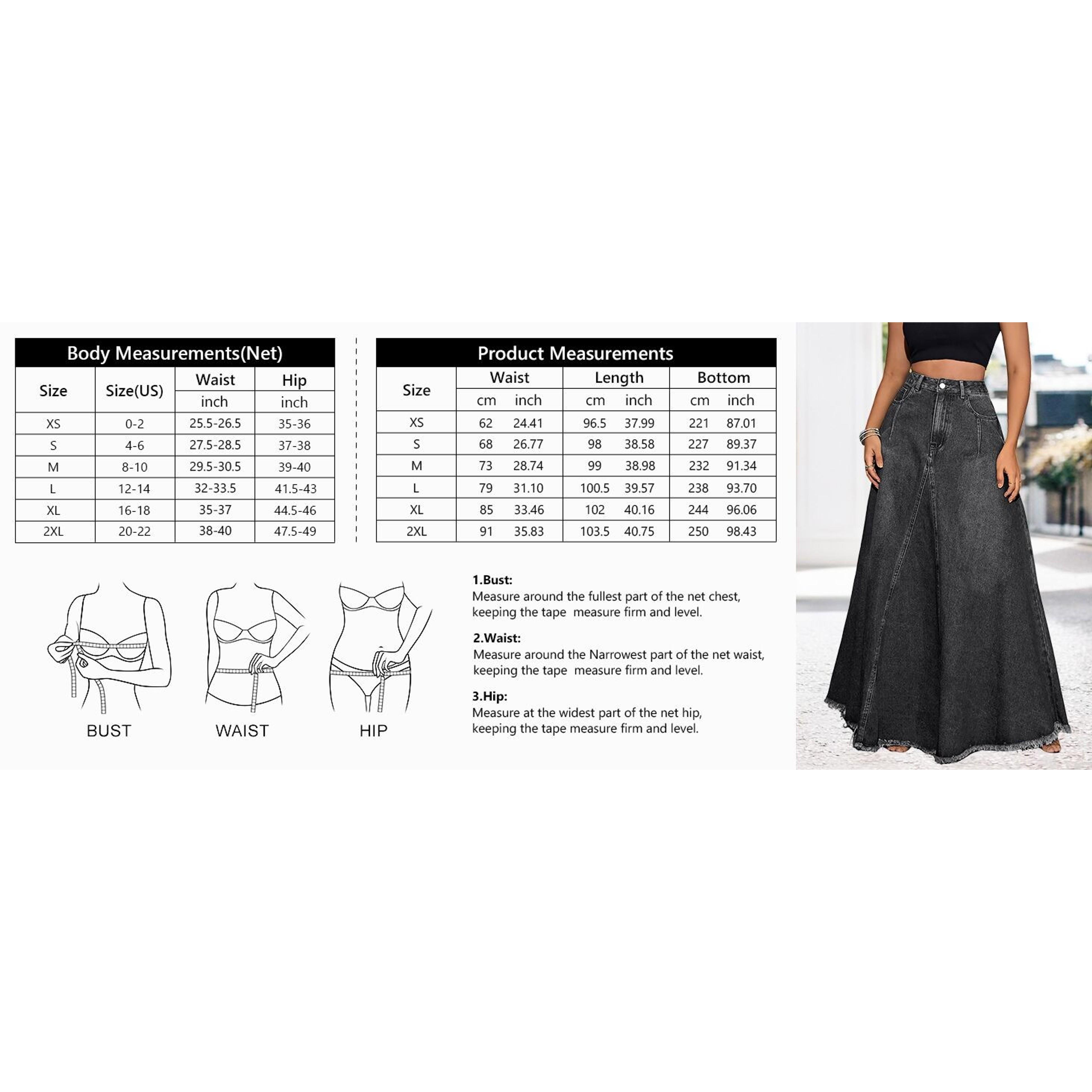 ebossy Women's Retro Distressed High-Waist Frayed-Hem Flared A-Line Patchwork Maxi Denim Skirt with Pockets, Buttons, Zipper - Casual Hippie Bottoms for Birthday, Party (Gift)