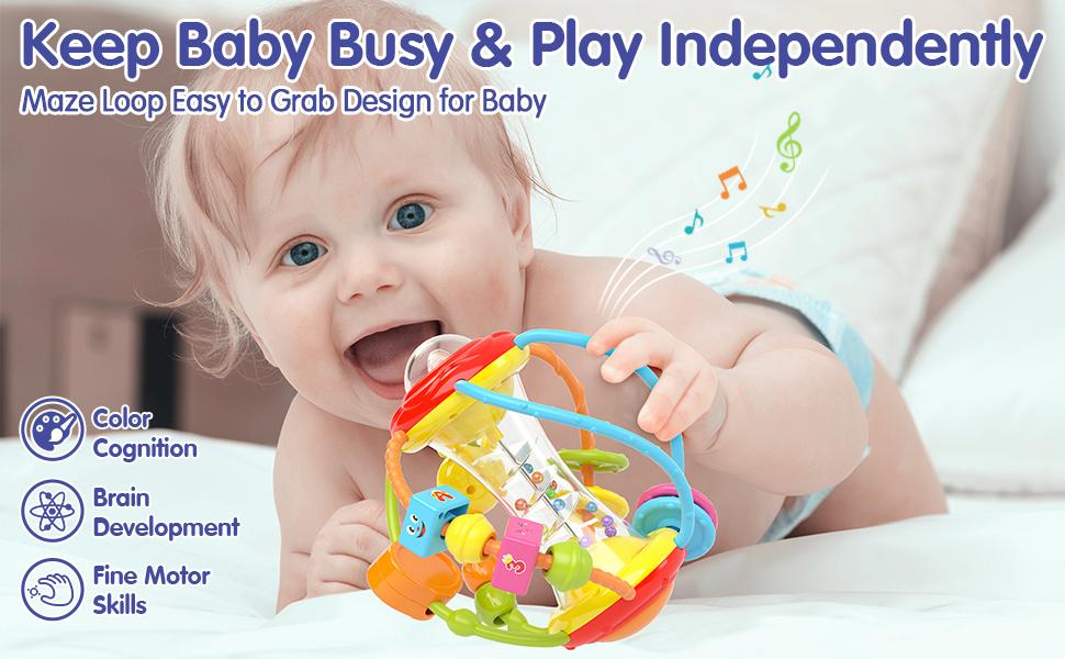 HOLA Rattle Teething Baby Toys, Silicone Pull String Toys, Montessori  Multi-Functional Baby Sensory Toy Christmas Stockingstuffers for Baby Mmontessori  Toys Gifts