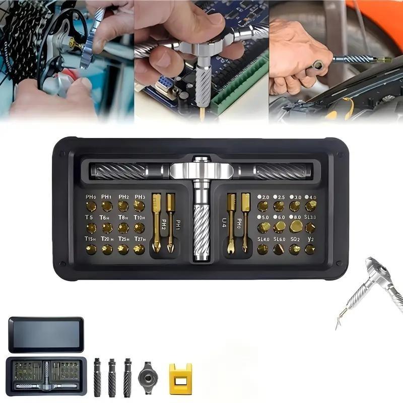 30-In-1 Multi-Function Ratchet Screwdriver Set, Space-Saving Design, Solves Various Installation Problems, Essential Tool Kit