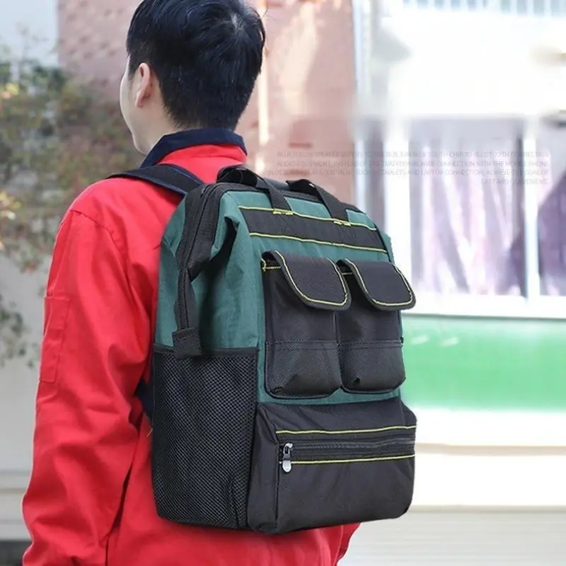 Multi-Functional Tool Backpack, Durable Waterproof Oxford Fabric, Multiple Compartments, Comfortable Padding, Ideal for Electricians and Construction Workers, Daily Work Backpack