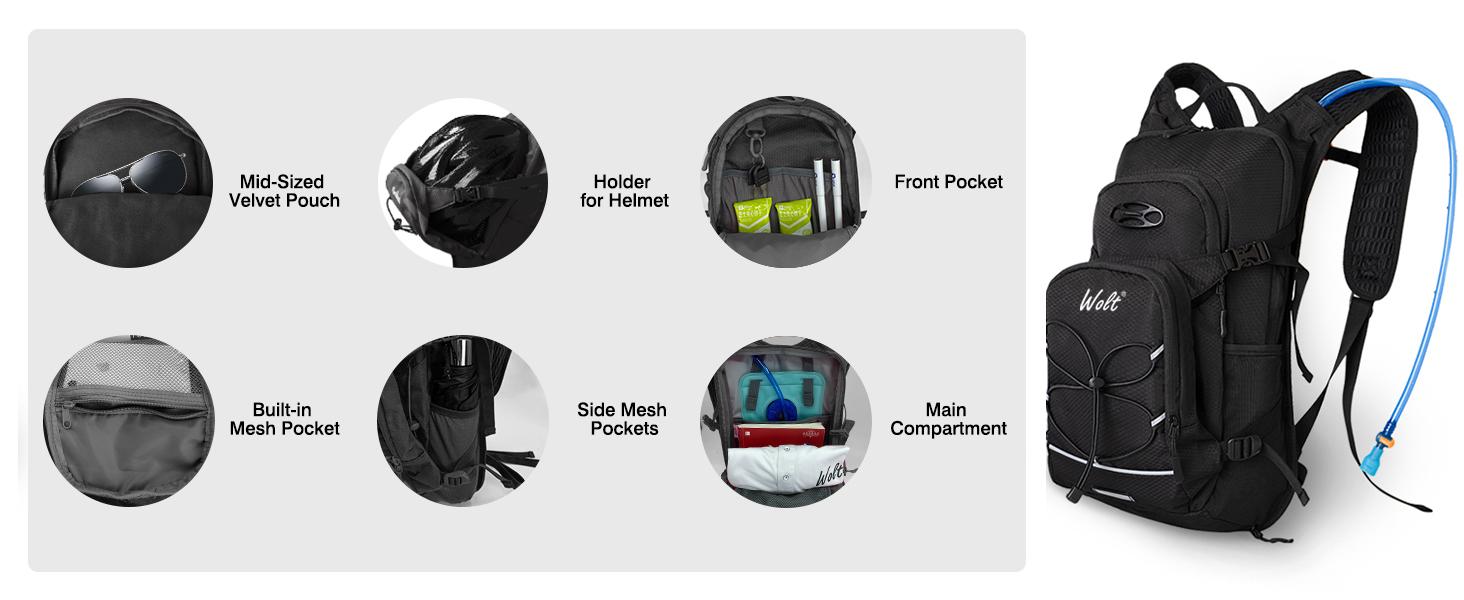 Wolt Hiking Hydration Backpack with 2L Hydration Bladder for Women, Men, Cycling, Climbing, Motorcycle Accessories Outdoor Adventures Fathersdaygift