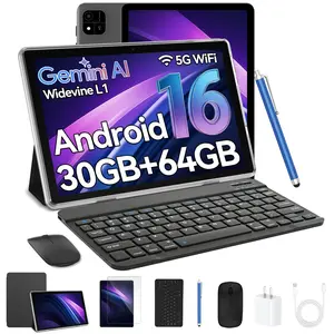 2026 10.1-inch 2-in-1 Android 16 Tablet | 64GB, 1280x800 HD Display | Complete Bundle: Keyboard, Mouse, Case, Stylus, Headphones | Ideal for Home & Daily Use