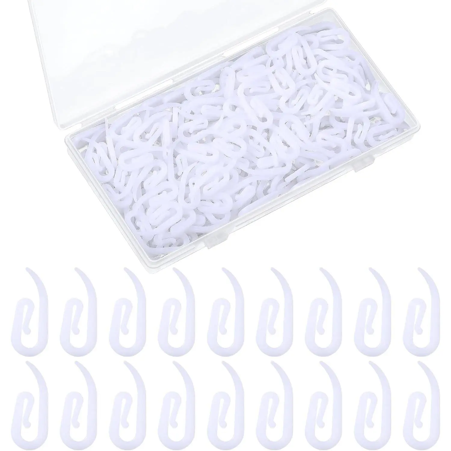 300 Pcs White Plastic Curtain Hooks for Drapes Window Pinch Pleat Track Hooks for Channel Track Door Shower Curtain
