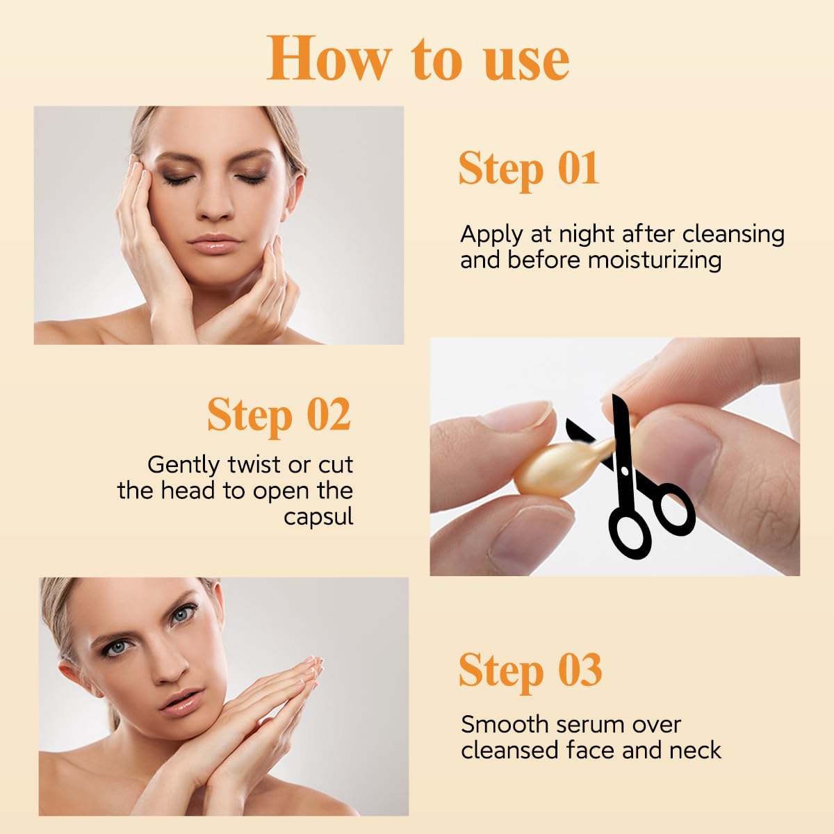 Firming Ordinary Essence,Comfort Vitamin E Collagen Face Skincare SerumCapsule,Face Skin Brightening Hyaluronic Acid EssenceCapsules.