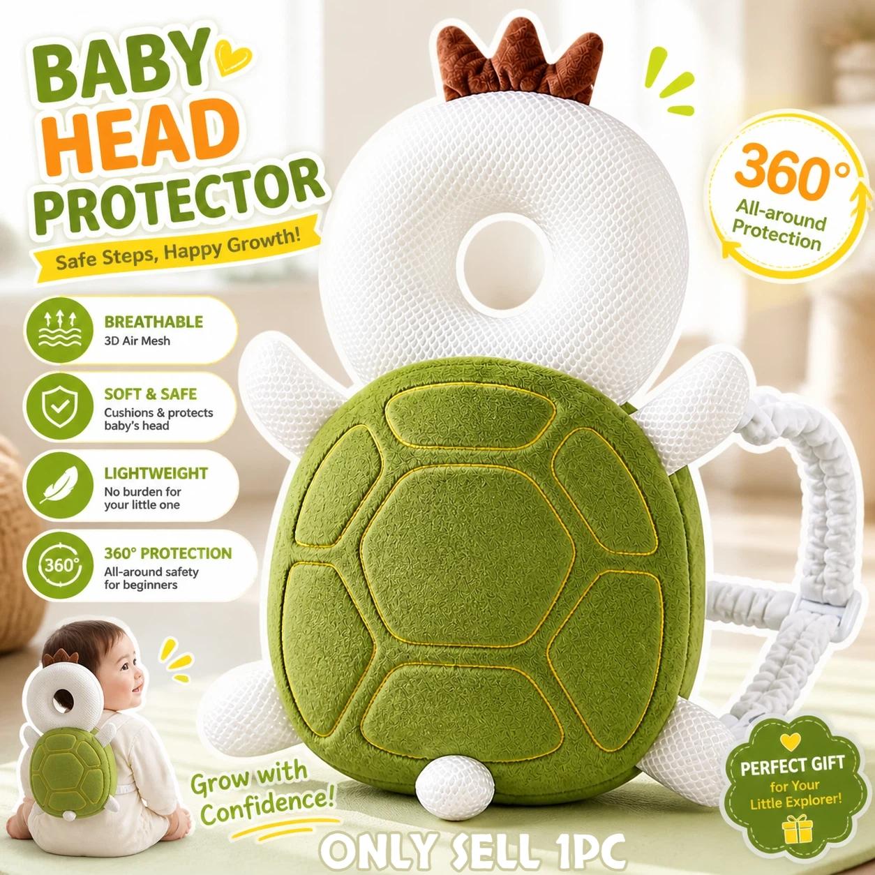 1pc Turtle Anti-Collision Backpack, Outdoor and Home Educational Protective Gear, Cute Turtle Backpack with Cross Strap, Breathable Summer Anti-Fall Pad for Early Education Materials for Walking Practice