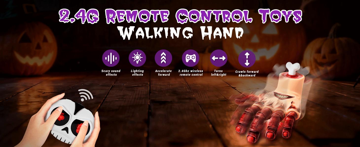 Electronic Horror Self-Walking Sound-Emitting Hand Halloween Prop - Remote Control Prank Tool, Gift-Ready Packaging, Scary Family Festive Home Decoration, Realistic Fake