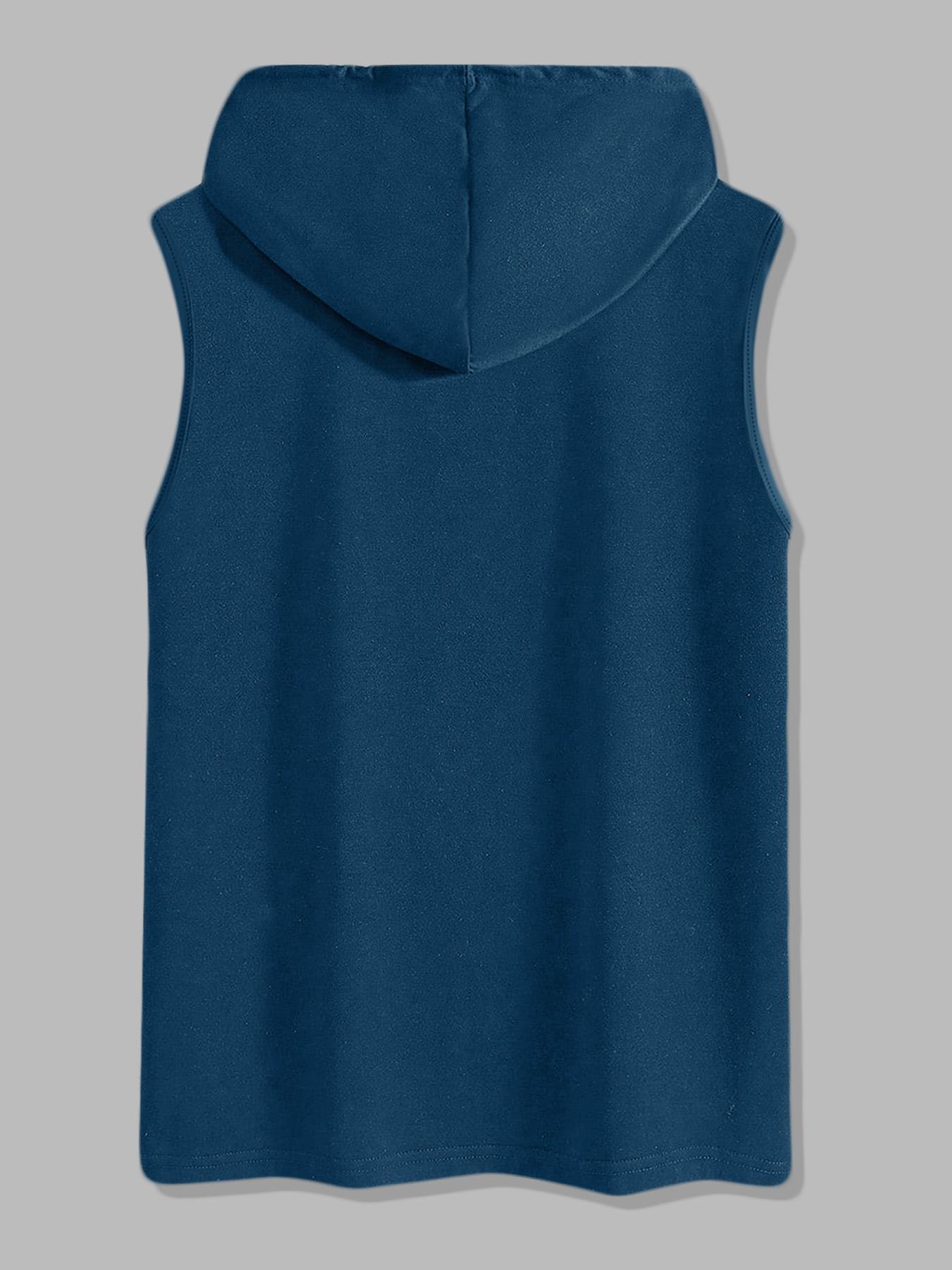 Men's Regular Fit Cross Print Hooded Tank Top, Casual Sleeveless Graphic Hoodies Vest for Summer, Men's Top for Daily Wear, Sweatshirts