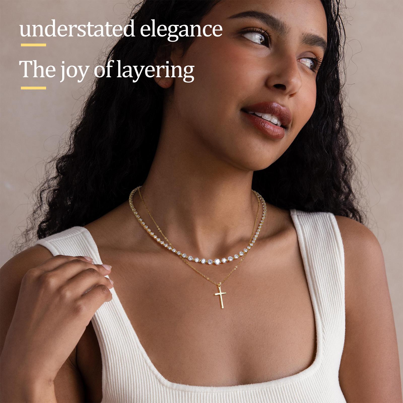 14K Gold Plated Tennis Necklace | Adjustable 16–18 Inch Dainty CZ Chain | Perfect Christmas Gift & Black Friday Deal 14K Gold Plated Tennis Necklace | Adjustable 16–18 Inch Dainty CZ Chain | Perfect Christmas Gift & Black Friday Deal