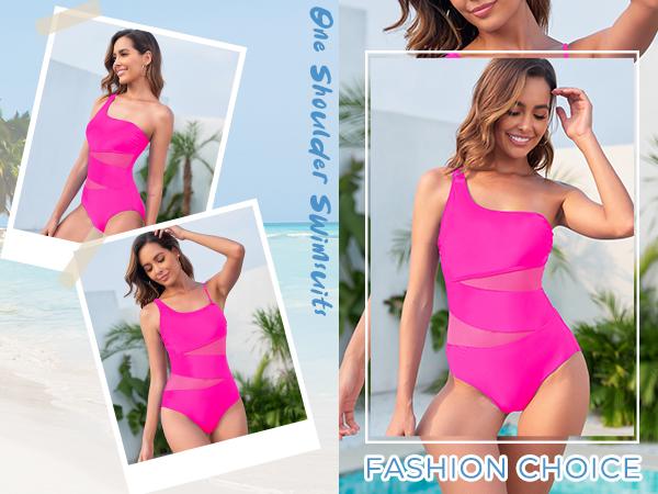 Tempt Me Women One Shoulder One Piece Swimsuits Full Coverage Cutout Mesh Sexy Bathing Suits Tummy Control Swimwear Tempt Me Women One Shoulder One Piece Swimsuits Full Coverage Cutout Mesh Sexy Bathing Suits Tummy Control Swimwear