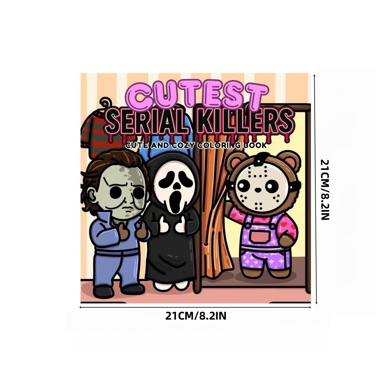 Cute Horror IPS Coloring Book, Perfect for Horror Fans, Stress Relief Craft, Easy Design for All Ages, Ideal Gift for Horror Enthusiasts