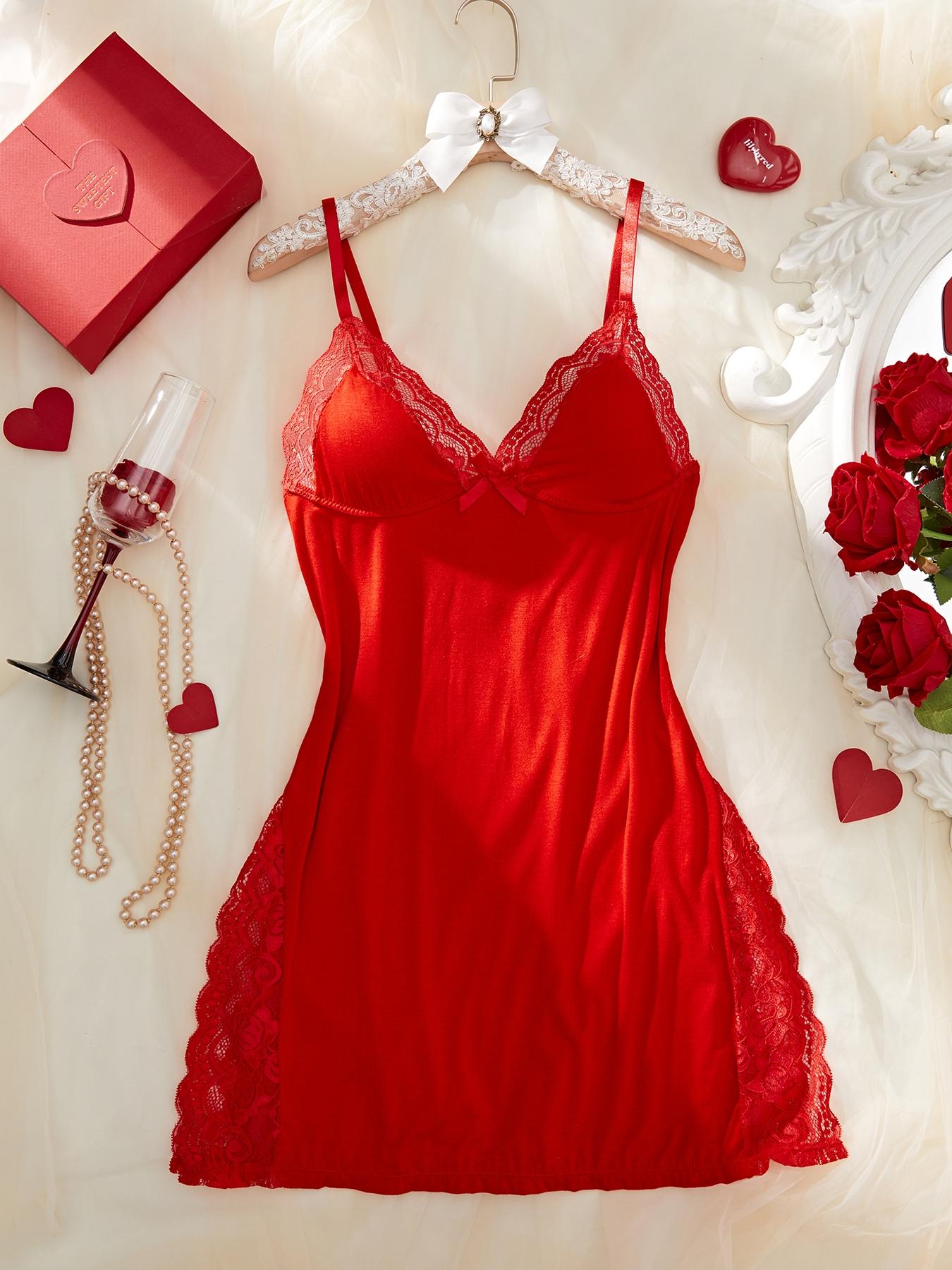 Women's Butterfly & Leopard Print Lace Trim Side Split Cami Nightdress, Casual Soft Comfortable Spaghetti Strap Nightgown for All Seasons, Sleep Dress, Fashion Ladies' Sleepwear for Daily Wear, Night Gown for Women, Casual Comfy Nightdress